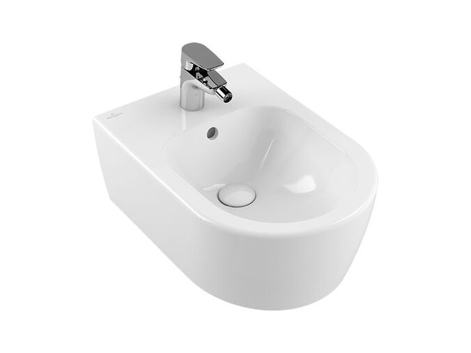 Villeroy & Boch Avento závěsný bidet s přepadem a otvorem pro baterii, rozměry 53x37x21,5 cm, sanitární porcelán, alpská bílá, CeramicPlus