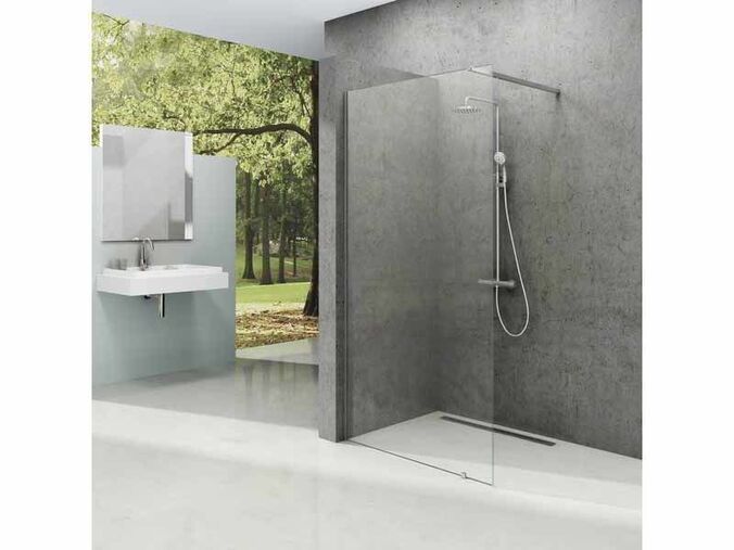 Ravak Walk-In Sprchový kout model Wall, 90x200 cm, lesklý hliník, dekor transparent