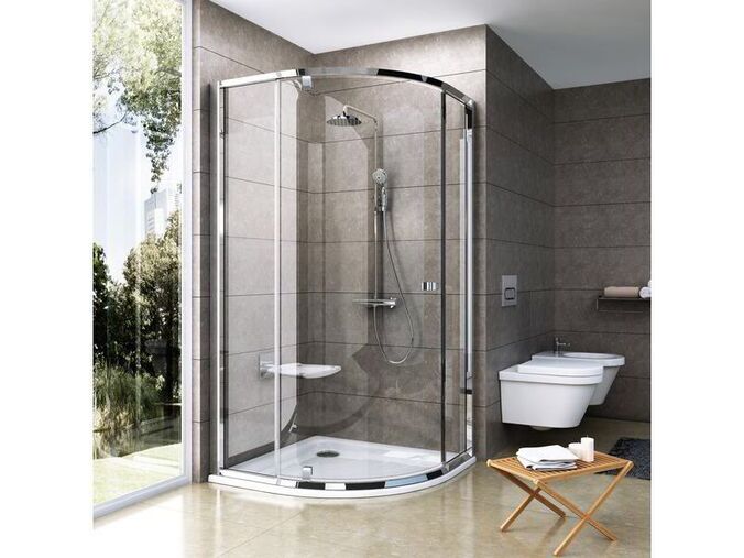 Ravak Pivot Čtvrtkruhový sprchový kout PSKK3, 97-99,5x97-99,5x190 cm, satin, dekor transparent