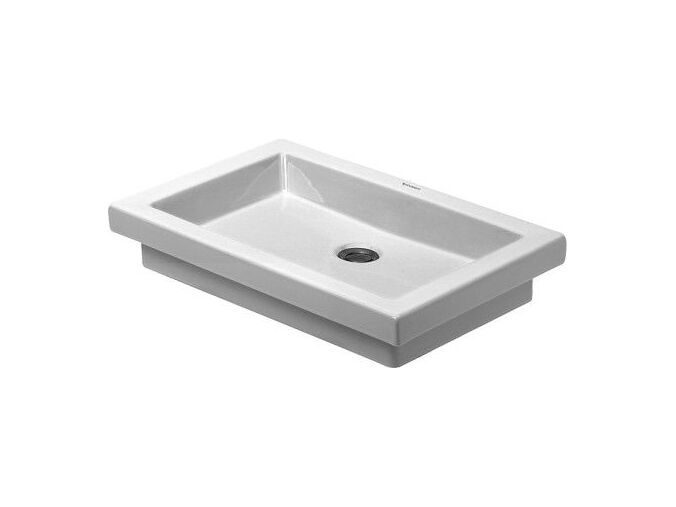 Duravit 2nd floor umyvadlová mísa na desku 580x415mm bez přepadu, bez otvoru pro baterii, WonderGliss