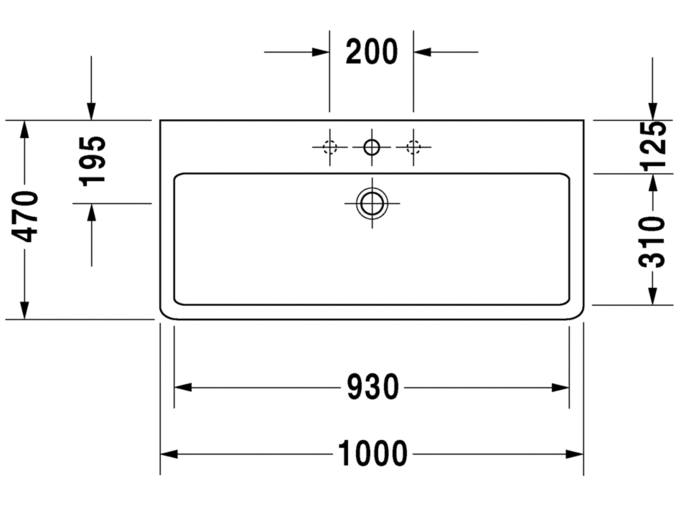 Duravit Vero umyvadlo 1000x470mm s přepadem, 2 otvory pro baterii