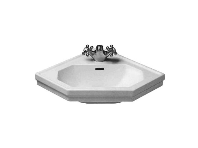 Duravit 1930 rohové umývátko 595x450 s přepadem, otvor pro baterii