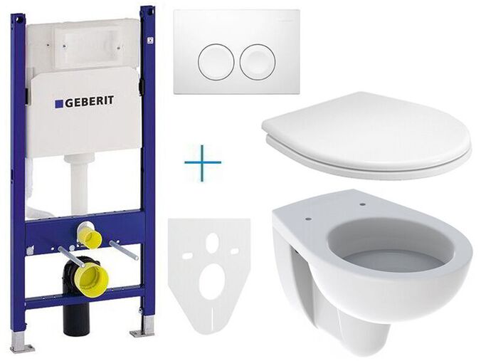 Geberit Duofix Delta - sada pro závěsné WC 111.153.00.1 EV + klozet a sedátko Kolo Rekord + tlačítko Delta25, alpská bílá