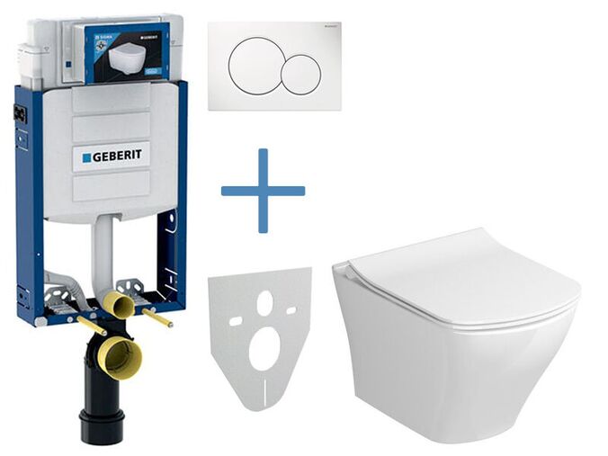 Geberit Kombifix - sada pro závěsné WC + klozet a sedátko Slim Ravak Classic + tlačítko Sigma01, alpská bílá