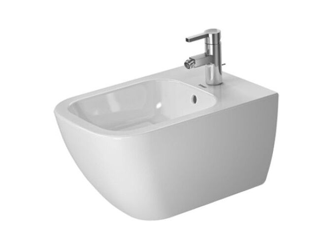 Duravit Happy D.2 závěsný bidet 540x355mm s přepadem, otvor pro baterii, WonderGliss