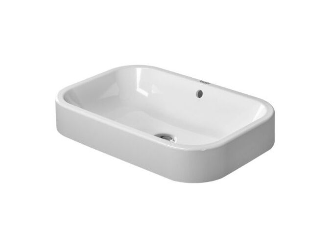 Duravit Happy D.2 umyvadlová mísa na desku 600x400mm s přepadem, bez otvoru pro baterii, WonderGliss