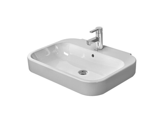 Duravit Happy D.2 umyvadlo 60cm s přepadem a otvorem pro baterii, WonderGliss