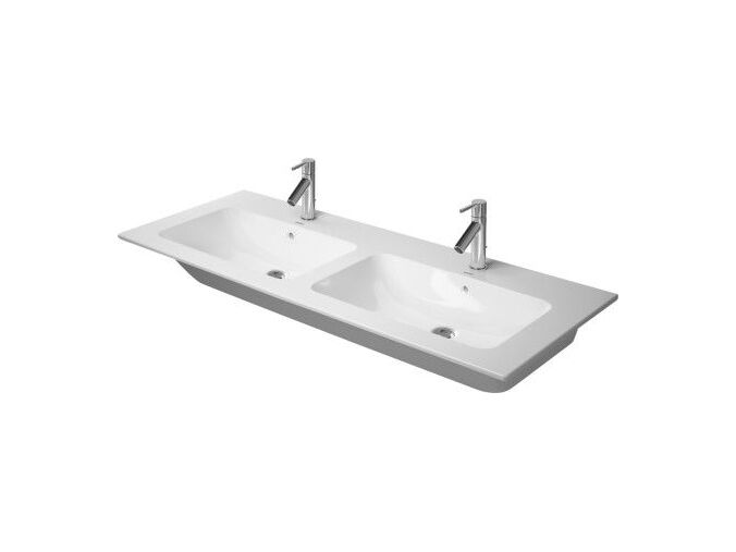 Duravit ME by STARCK dvojumyvadlo 1300x490mm s přepadem, 2x otvor pro baterii