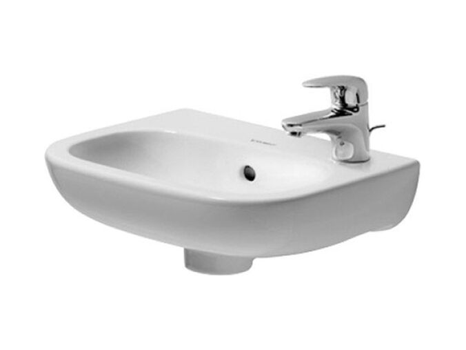 Duravit D-Code umývátko 360x270mm s přepadem, otvor pro baterii vpravo