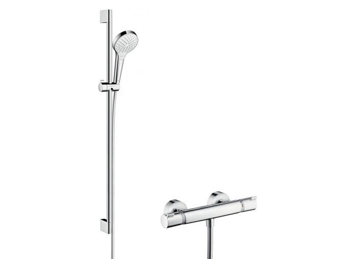 Hansgrohe Croma Select S Sprchový set Vario s termostatem, 3 proudy, sprchová tyč 90 cm, bílá/chrom