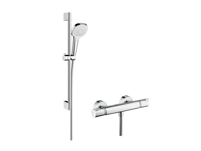 Hansgrohe Croma Select E Sprchový set Vario s termostatem, 3 proudy, sprchová tyč 65 cm, bílá/chrom