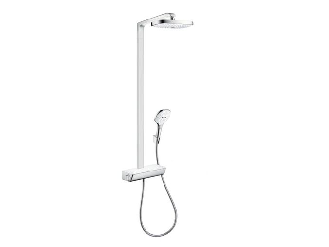 Hansgrohe Raindance Select E Sprchový set Showerpipe 300 s termostatem, 2 proudy, EcoSmart 9 l/min, bílá/chrom