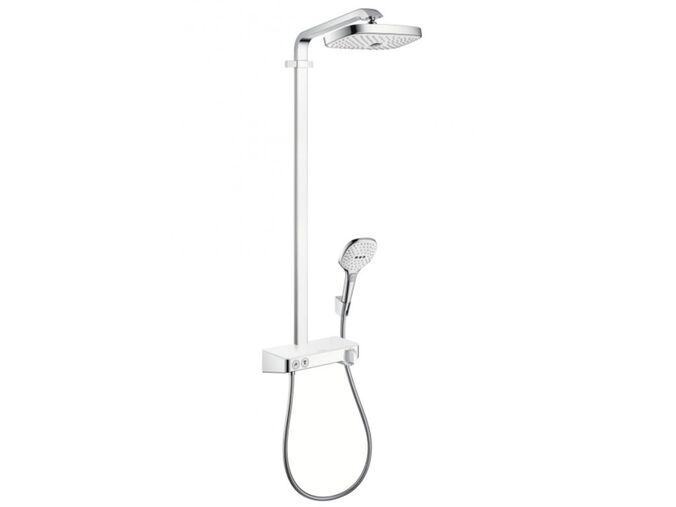 Hansgrohe Raindance Select E Sprchový set Showerpipe 300 s termostatem, 3 proudy, EcoSmart 9 l/min, bílá/chrom