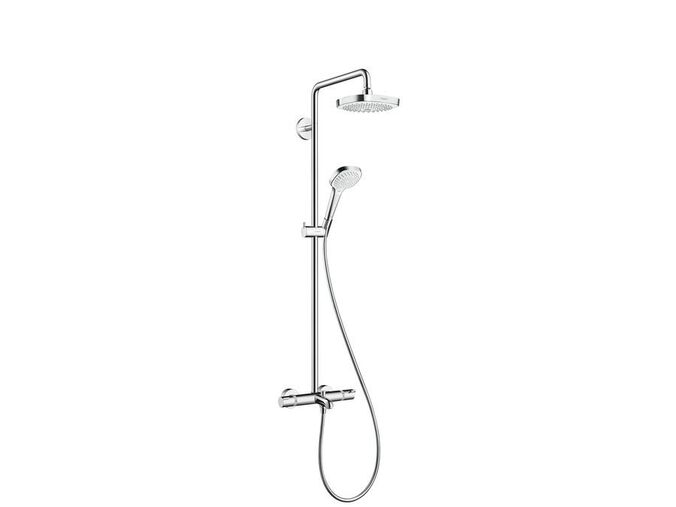 Hansgrohe Croma Select E Termostatická vanová baterie Showerpipe 180 s příslušenstvím, 2 proudy, bílá/chrom