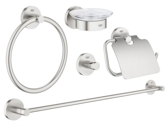 Grohe Essentials Sada doplňků do koupelny 5 v 1, supersteel