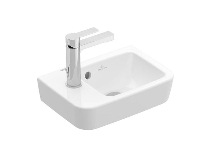 Villeroy & Boch O.novo umývátko Compact 36x25 cm, otvor pro baterii vlevo, s přepadem, bílá Alpin