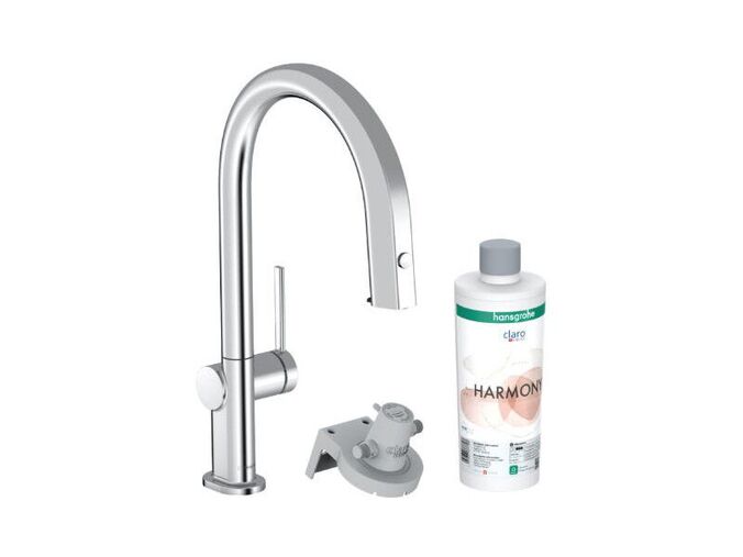 Hansgrohe Aqittura M91 Dřezová baterie s výsuvnou koncovkou a filtrací, sBox, chrom