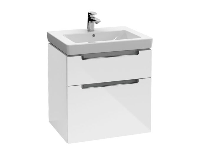 Villeroy & Boch Subway 2.0 skříňka pod umyvadlo, 63,7x45,4x59 cm, 2x zásuvka, Glossy White