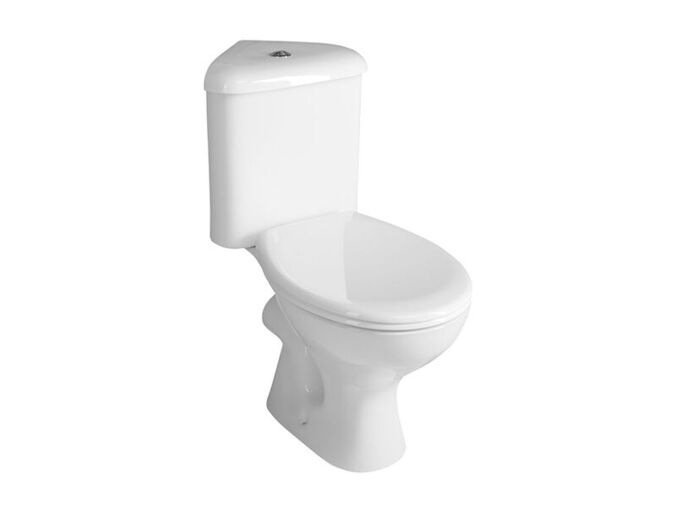 Aqualine CLIFTON rohové WC kombi, dvojtlačítko 3/6l, zadní/spodní odpad, bílá