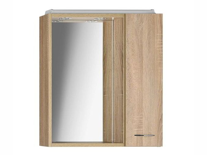 Aqualine ZOJA/KERAMIA FRESH galerka s LED osvětlením, 60x60x14cm, pravá, dub platin