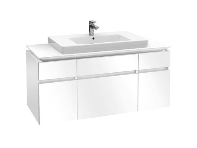 Villeroy & Boch Legato skříňka pod umyvadlo 140x55x50 cm, 5x zásuvka, Glossy White