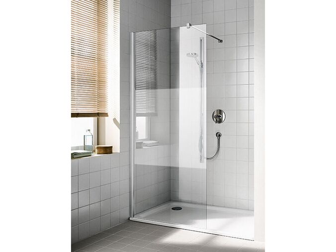 Kermi Cada XS Walk-in Wall volně stojící boční stěna 72,5-75x200 cm, CadaClean, sklo serigrafie, stříbrná lesk