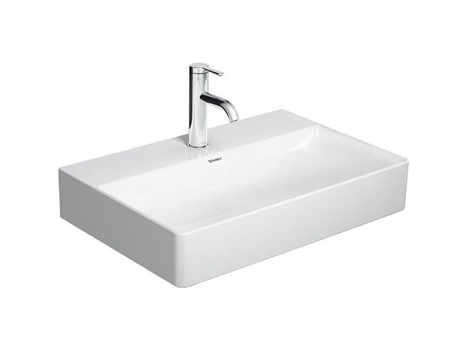 Duravit DuraSquare Umyvadlo nábytkové Compact, 600x400 mm, s 1 otvorem pro baterii, DuraCeram, alpská bílá