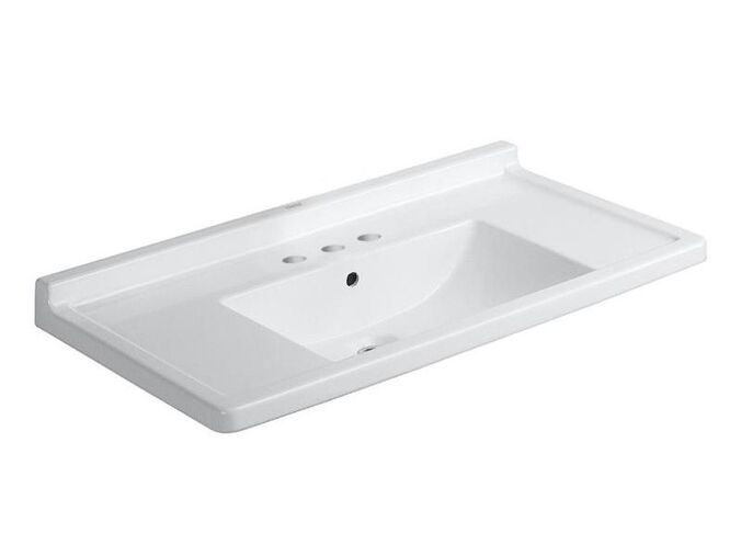 Duravit Starck 3 Umyvadlo nábytkové, 850x485 mm, s přepadem, 3 otvory pro baterii, WonderGliss, bílá