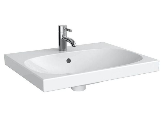 Geberit Acanto umyvadlo 60x48,2 cm, s otvorem pro baterii, s přepadem, KeraTect, bílá