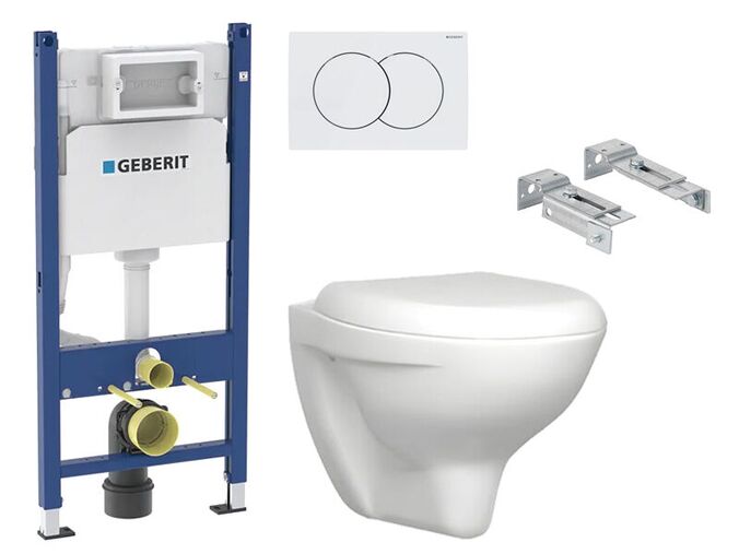 Geberit Duofix Delta - sada pro závěsné WC + klozet a sedátko Jika Euroline-N Enigma + tlačítko Delta 01, bílá