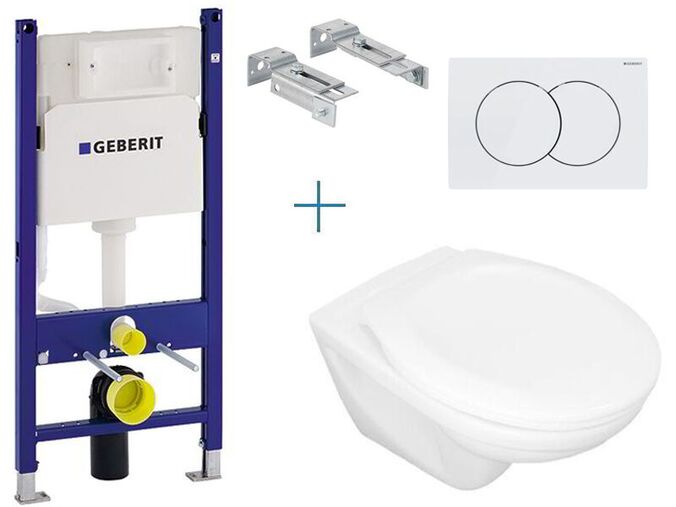 Geberit Duofix Delta - sada pro závěsné WC +  klozet Jika Euroline a sedátko Jika Zeta + tlačítko Delta 01, bílá