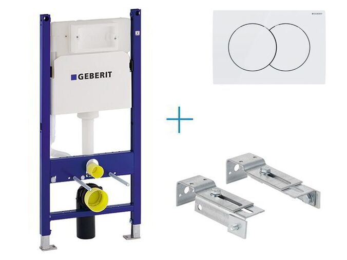 Geberit Duofix Delta - sada pro závěsné WC + souprava pro ukotvení do stěny + tlačítko Delta 01, bílá