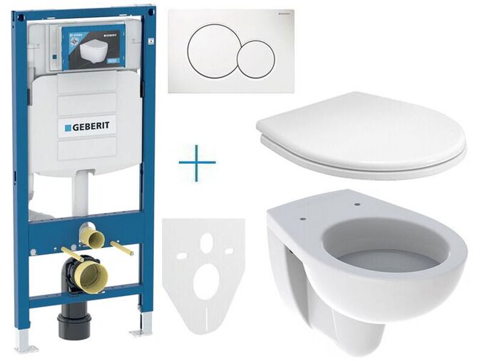 Geberit Duofix - sada pro závěsné WC 111.300.00.5 EV + klozet a sedátko Kolo Rekord + tlačítko Sigma01, alpská bílá