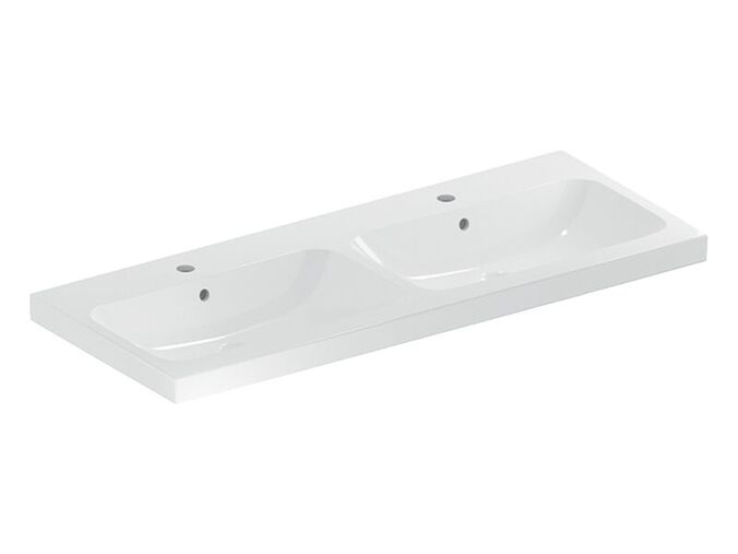 Geberit iCon Light dvojité umyvadlo 120x48 cm, s otvorem pro baterii, s přepadem, KeraTect, bílá