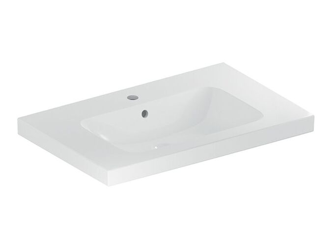 Geberit iCon Light umyvadlo s odkládací plochou, 75x48 cm, s otvorem pro baterii, s přepadem, KeraTect, bílá