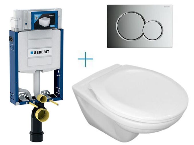 Geberit Kombifix - sada pro závěsné WC110.302.00.5 CW+ klozet Jika Euroline a sedátko Jika Zeta + tlačítko Sigma01, lakovaný chrom mat easy-to-clean