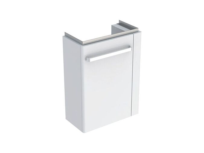 Geberit Selnova Compact skříňka pod umývátko 44,8x25,2x60,4 cm, s držákem na ručníky, 1x dvířka, bílá mat/bílá lesk