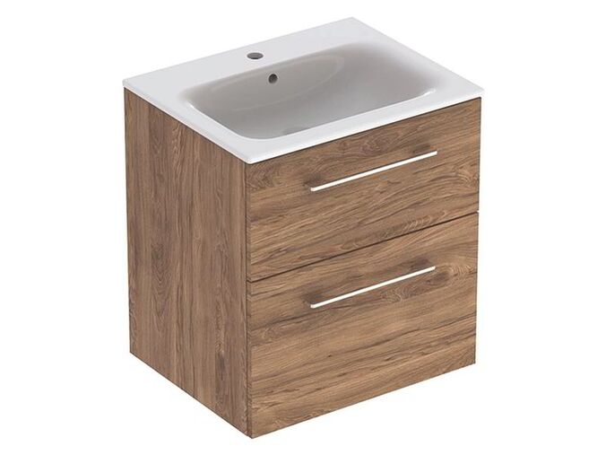 Geberit Selnova Square skříňka s umyvadlem 60x48x65,2 cm, 2x zásuvka, ořech hickory