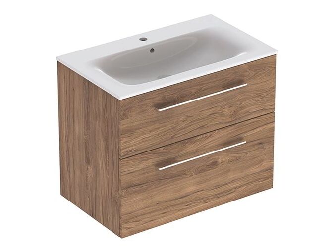 Geberit Selnova Square skříňka s umyvadlem 80x48x65,2 cm, 2x zásuvka, ořech hickory