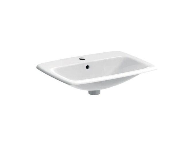 Geberit Selnova Square zápustné umyvadlo 60x45 cm, otvor pro baterii, s přepadem, bílé 