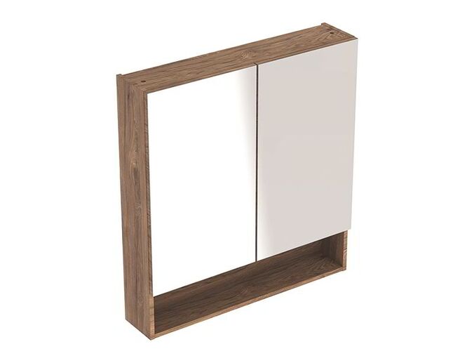 Geberit Selnova Square zrcadlová skříňka 85x58,8x17,5 cm, ořech hickory/melamin struktura dřeva 