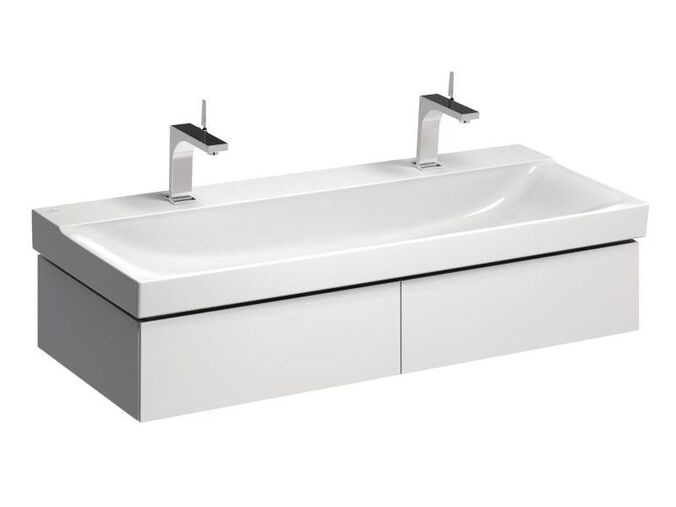 Geberit Xeno2 skříňka pod umyvadlo o šířce od 120 cm, se dvěma zásuvkami 117,4x46,2x22 cm, lakovaná s vysokým leskem, bílá