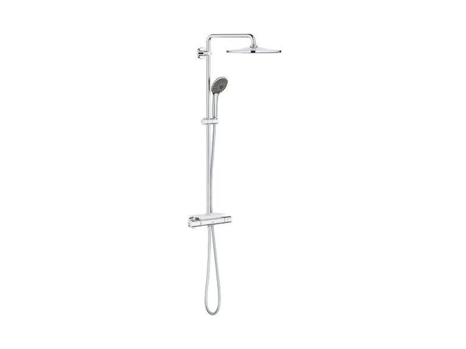 Grohe Vitalio Joy Sprchový set 310 s termostatem na zeď a poličkou, 3 proudy, chrom