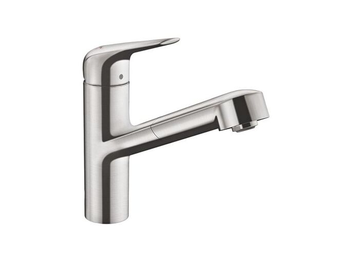 Hansgrohe Focus M42 Dřezová baterie M427-H150 s výsuvnou sprškou, vzhled nerezu