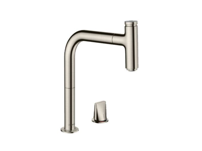 Hansgrohe M71 Dřezová baterie M7119-H200 s výsuvnou sprškou, 2-otvorová instalace, sBOX, vzhled nerezu