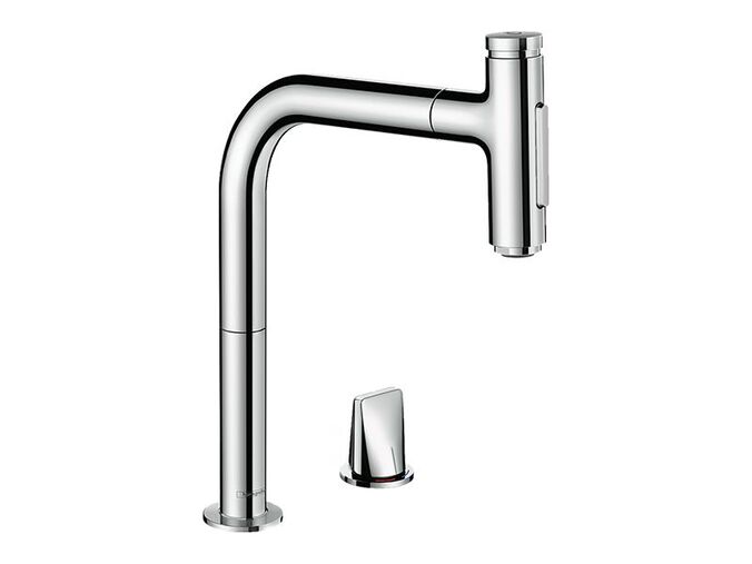 Hansgrohe M71 Dřezová baterie M7120-H200 s výsuvnou sprškou, 2-otvorová instalace, sBOX, chrom