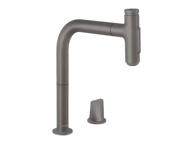 Hansgrohe M71 Dřezová baterie M7120-H200 s výsuvnou sprškou, 2-otvorová instalace, sBOX, kartáčovaný černý chrom