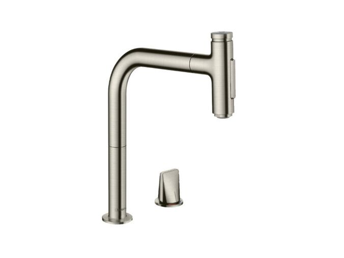 Hansgrohe M71 Dřezová baterie M7120-H200 s výsuvnou sprškou, 2-otvorová instalace, sBOX, vzhled nerezu