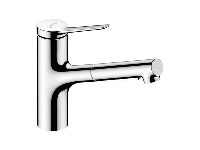 Hansgrohe Zesis M33 Dřezová baterie 150, s výsuvnou sprškou, sBox lite, chrom