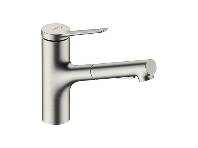 Hansgrohe Zesis M33 Dřezová baterie 150, s výsuvnou sprškou, vzhled nerezu